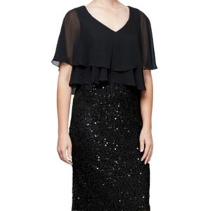 Pop Over Cape Cover Up Shawl Dress in Black